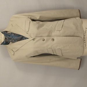 Quality Khaki Jacket Ralph Lauren Blue Label Tailored Cotton w Leather Trim sz 8